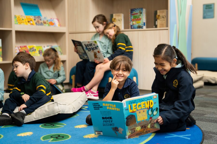 Students reading together at school